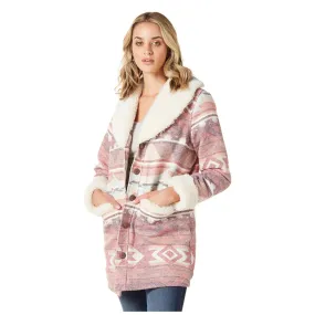 112335521 Wrangler Women's Retro Southwest Print Sherpa Shawl Collar Coat