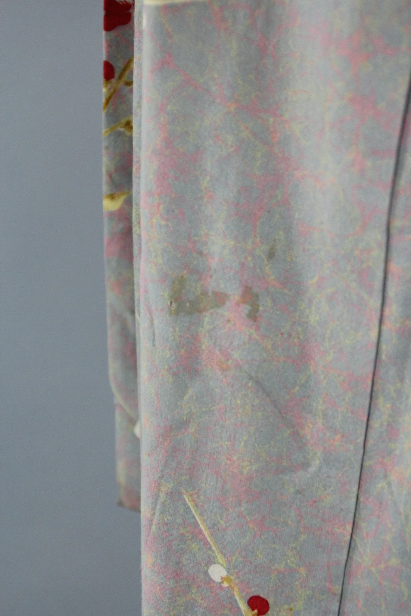 1940s Vintage Rayon Haori Kimono Jacket with Taupe Floral Print