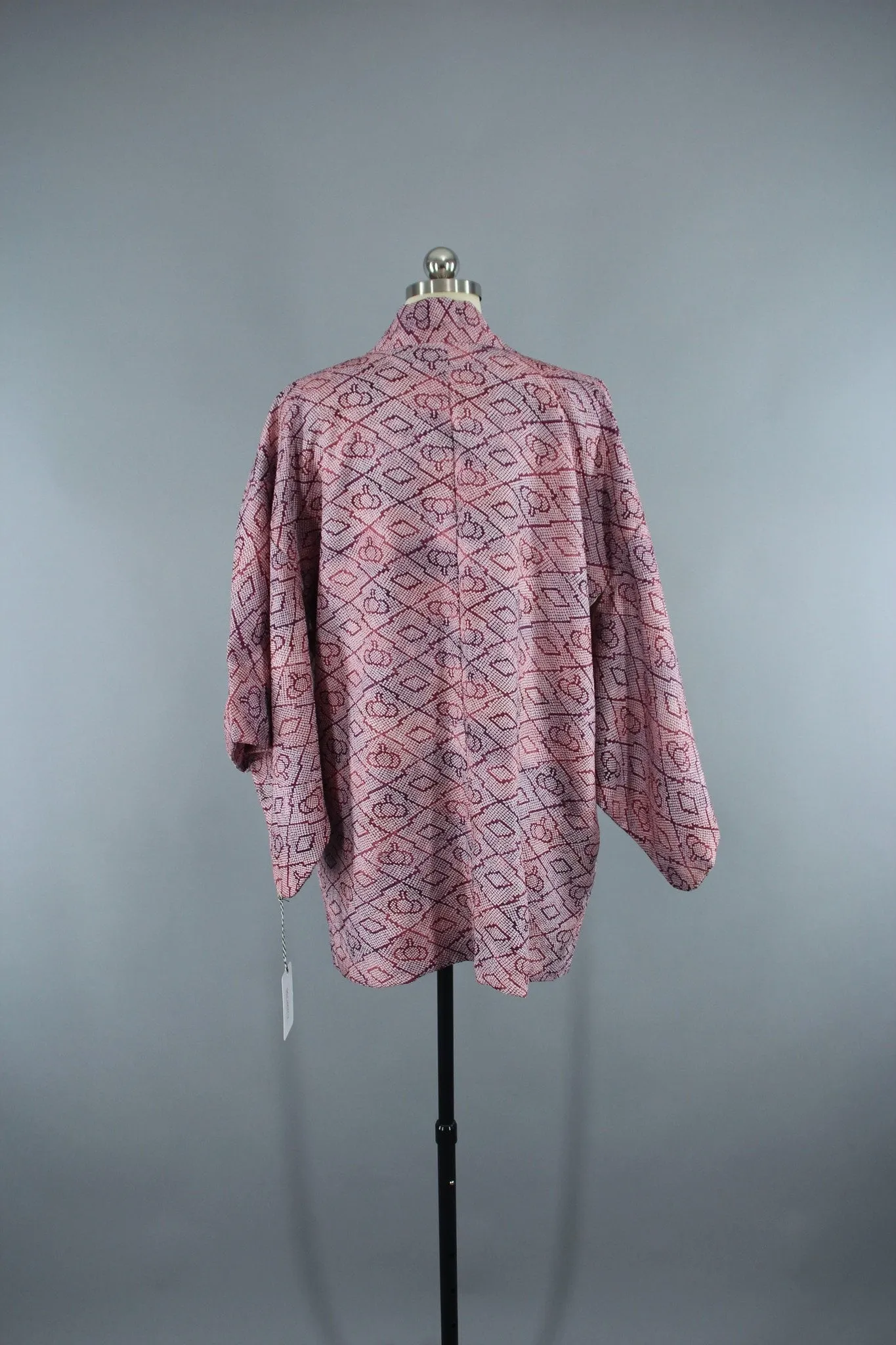 1980s Vintage Haori Kimono Jacket Cardigan / Purple Shibori Print