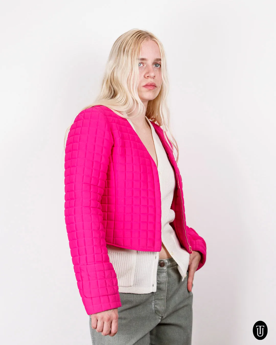 2000s Chanel Hot Pink Quilted Jacket S