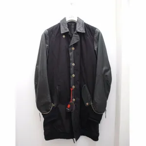 3/4 Length Cotton Jacket With Leather Sleeves