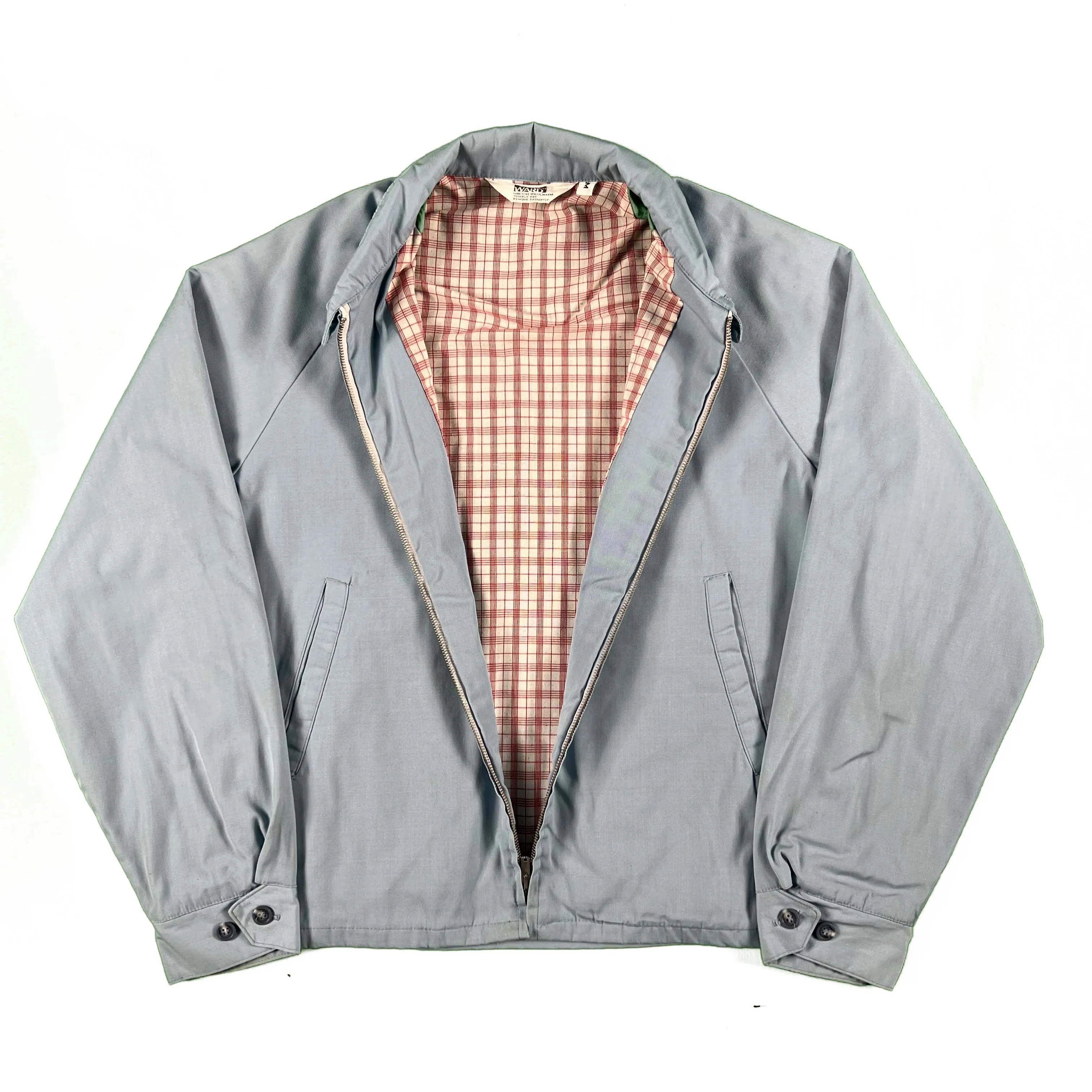 60s Montgomery Ward Gingham Lined Harrington Jacket- M