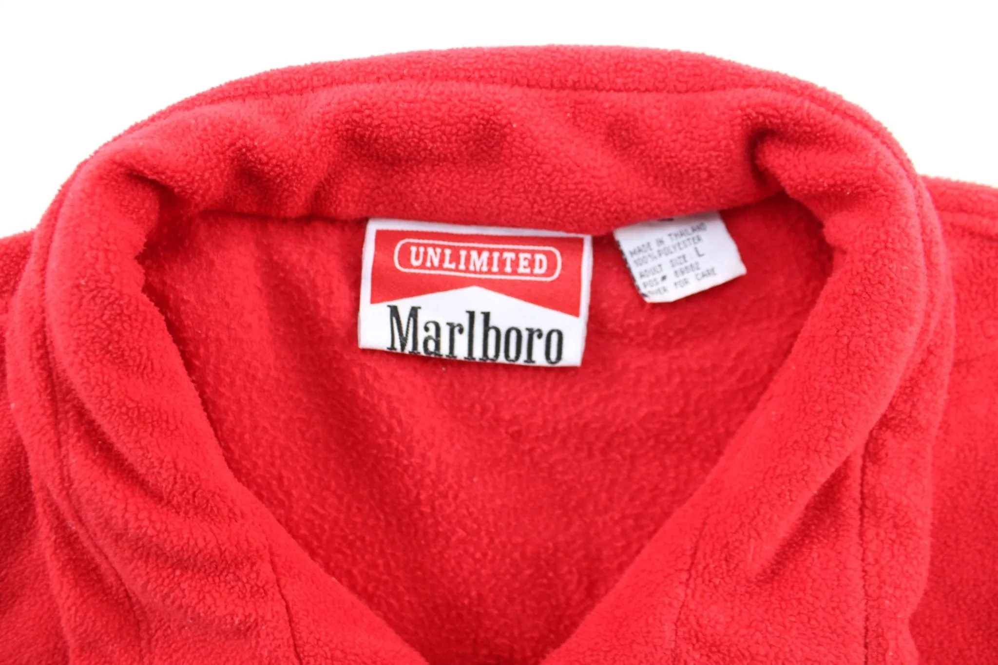 90's Marlboro Red & Black Fleece Zip Up Jacket