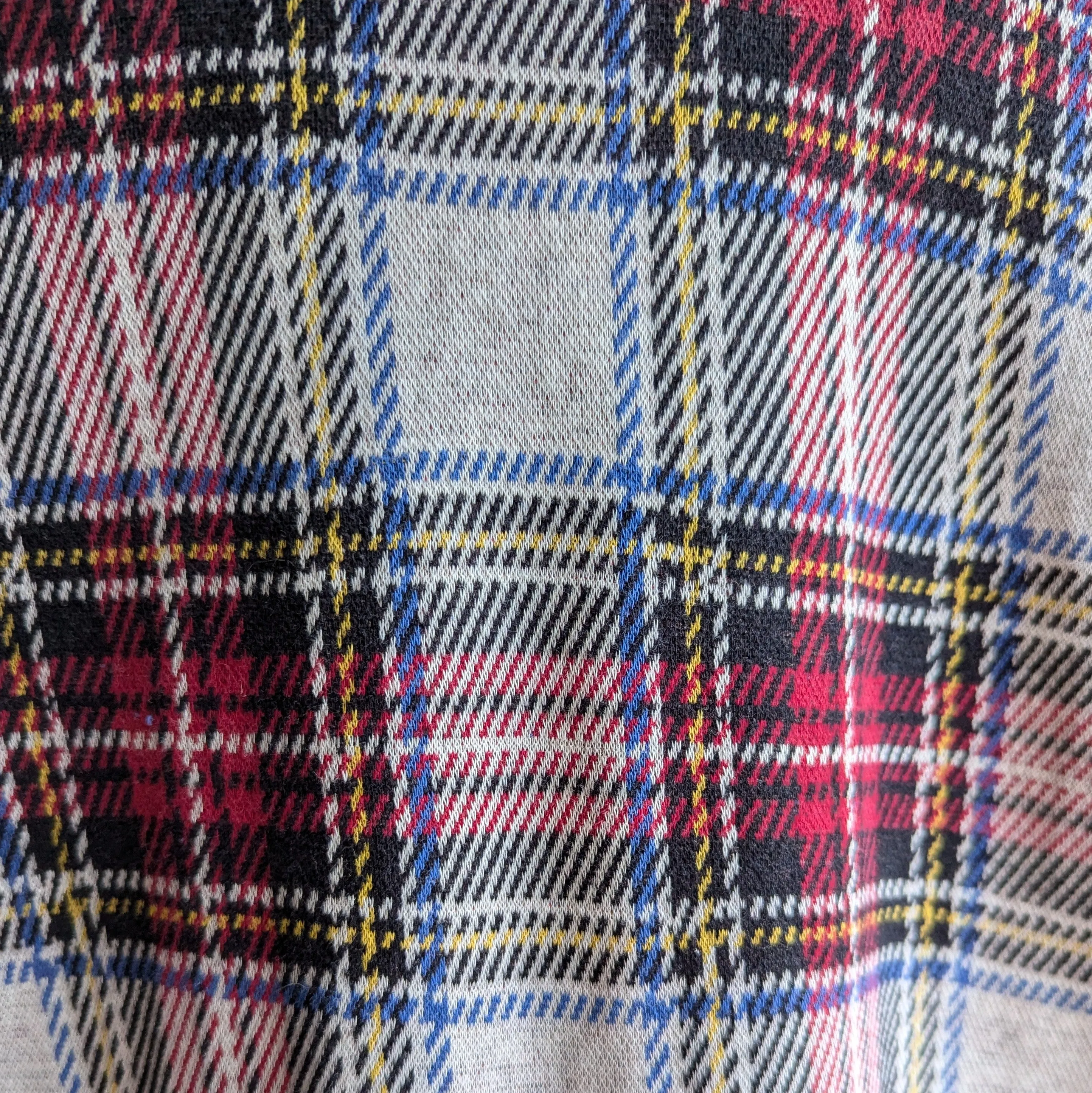 90s Vintage Plaid and Denim Polo Sweater