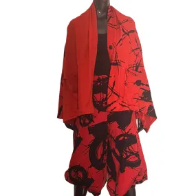 Abstract Hip Length Red Jacket