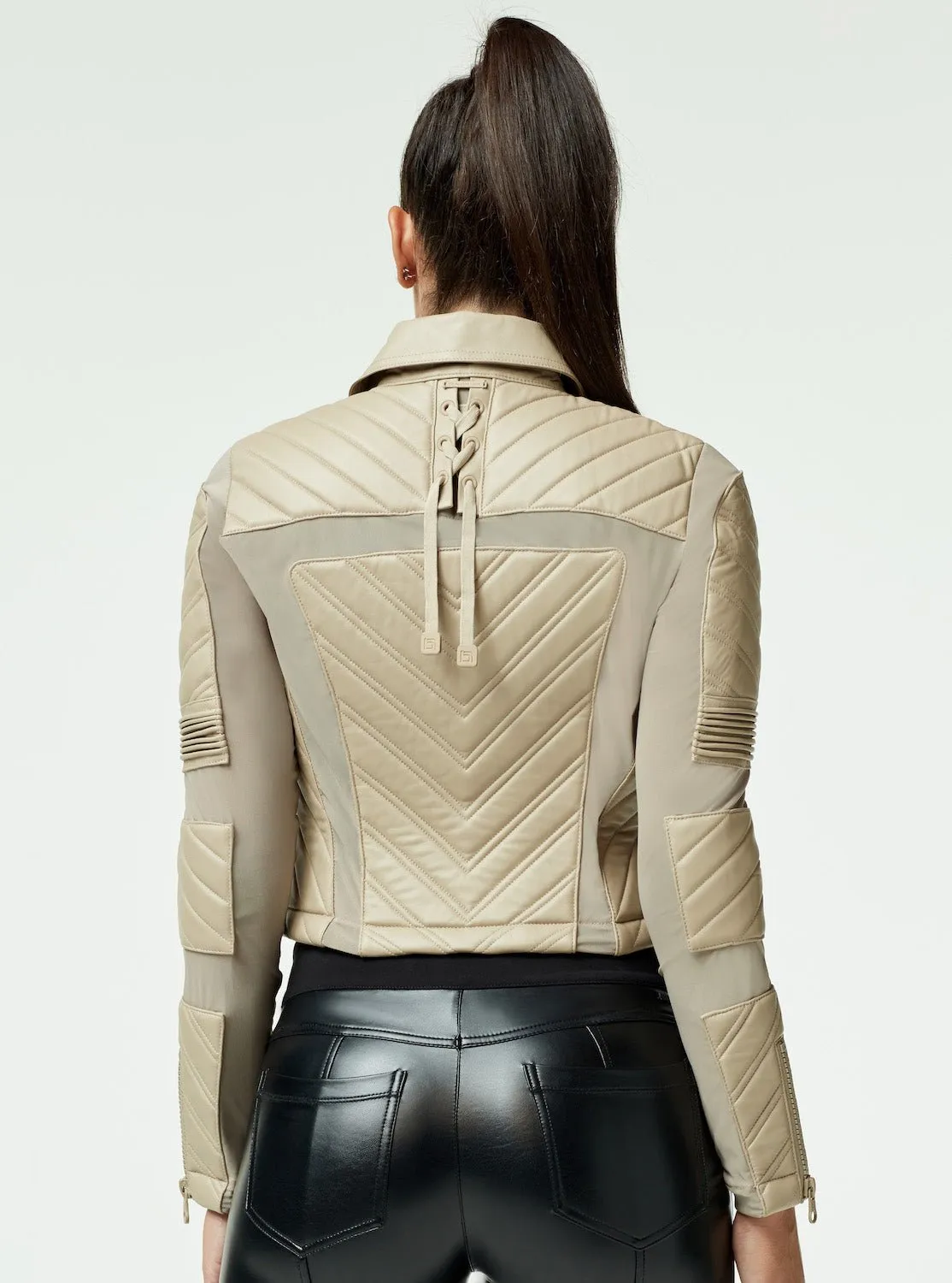 Acceleration Asym Moto Mesh Leather Jacket