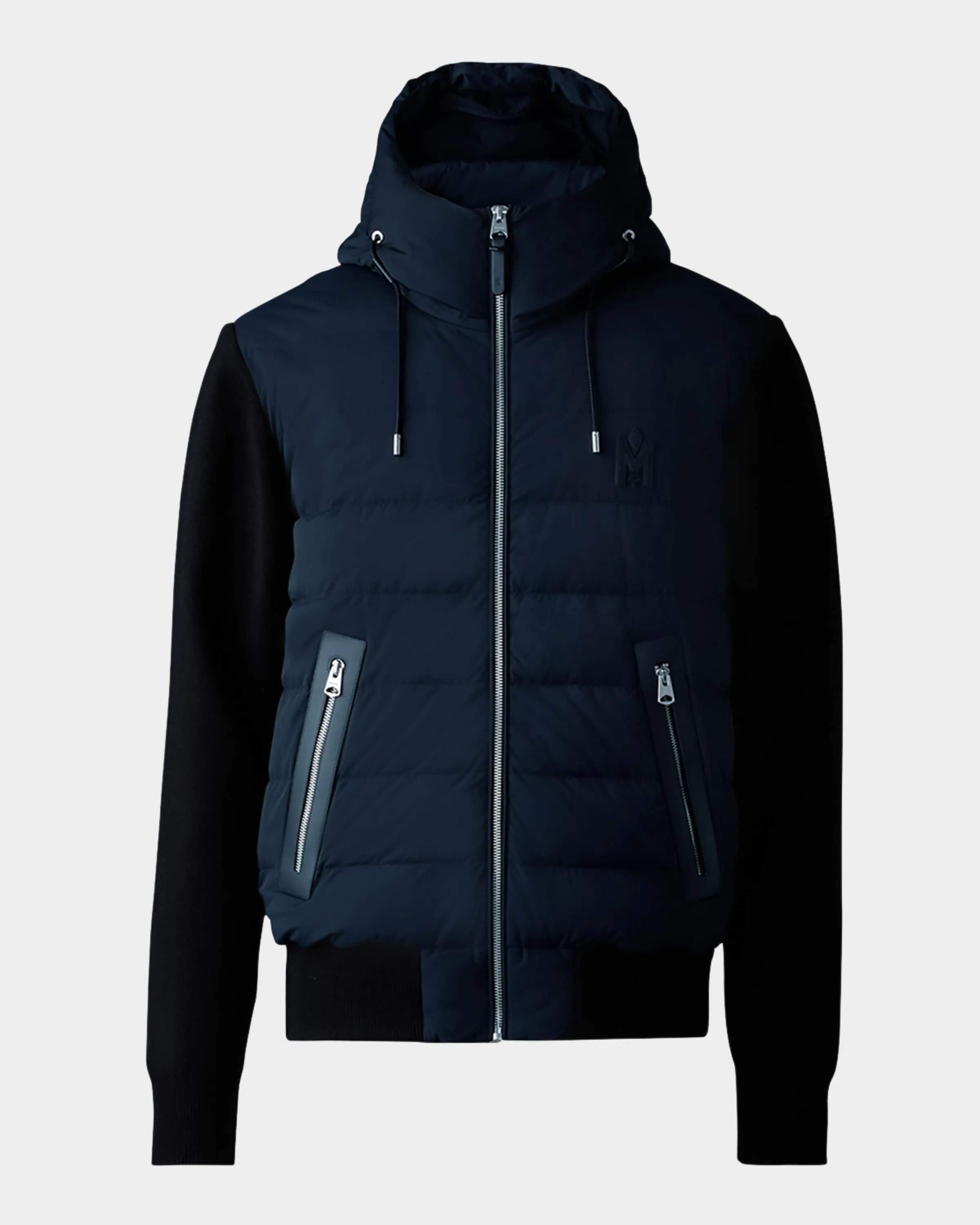 ANDREW Mixed-media light down jacket Navy