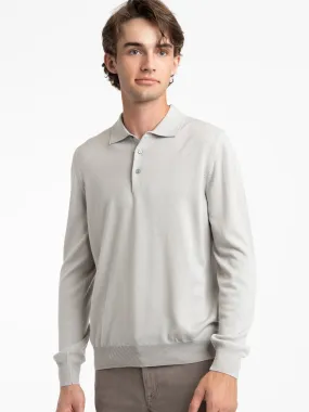 Aspen Grey Extra Fine Merino Wool Polo Shirt