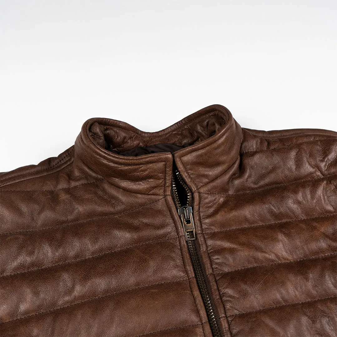 ASPEN RIDGE QUILTED  LEATHER JACKET - CHOCOLATE