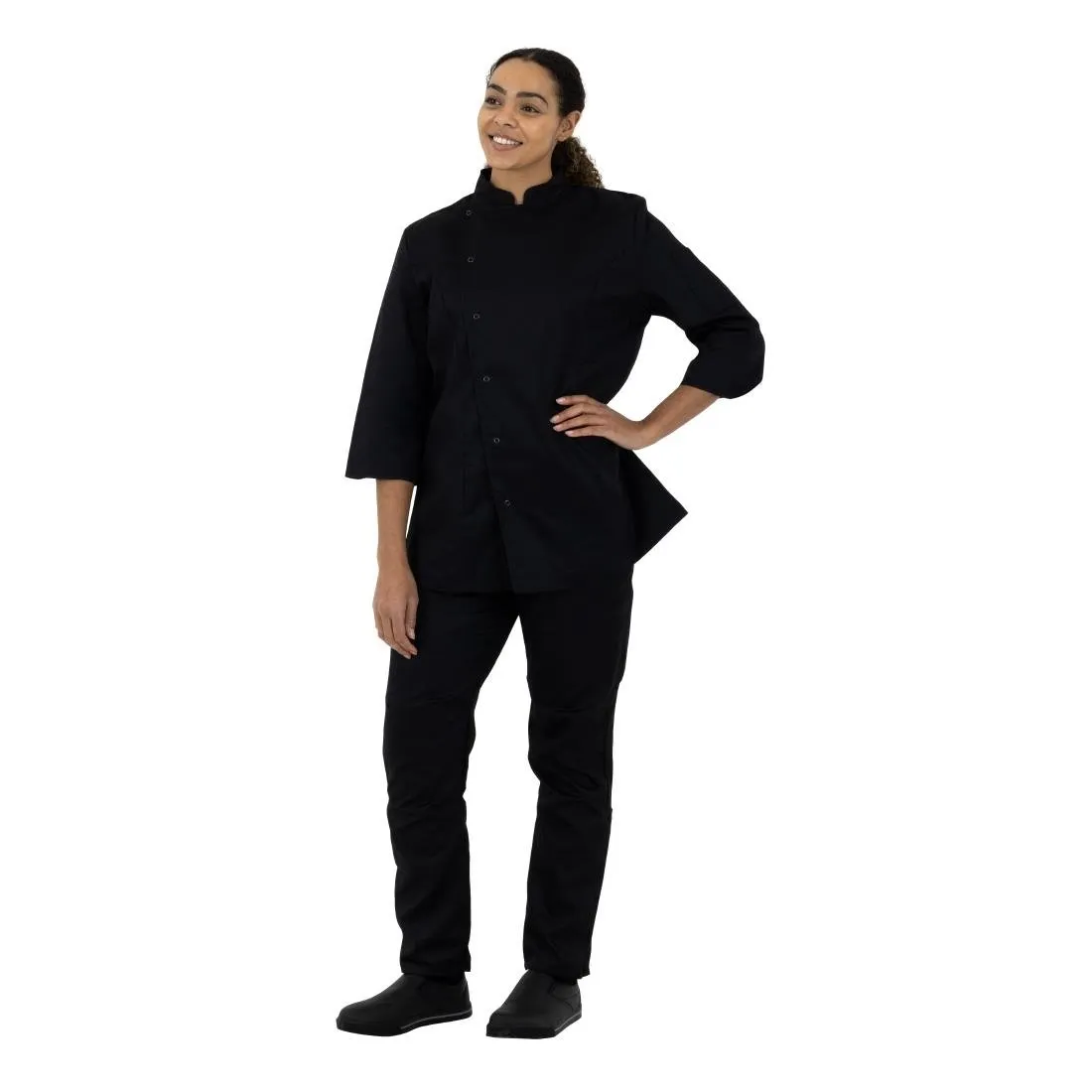 BA110-XS Whites Ladies Fitted Chef Jacket Black Size XS