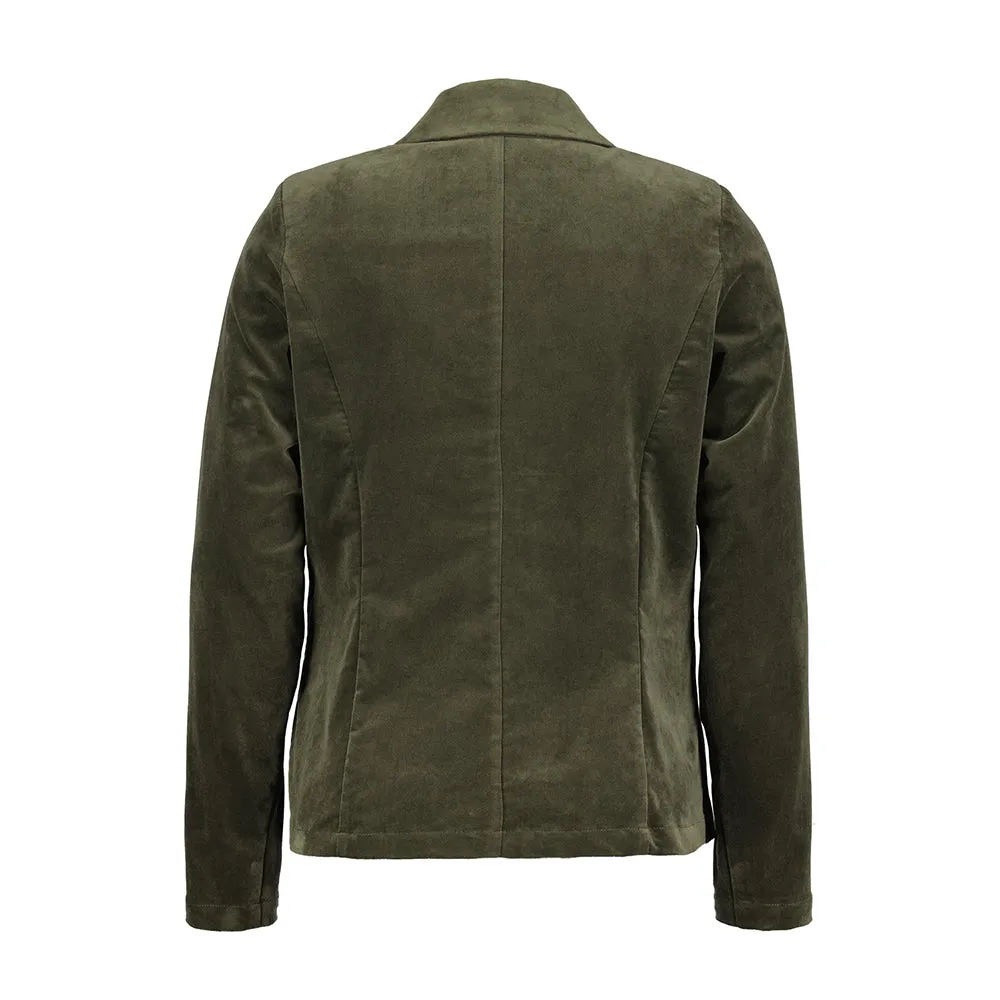 Babs Army Green Velvet Blazer