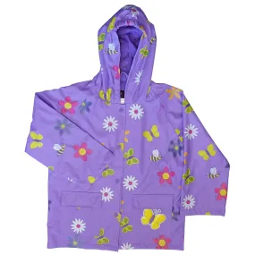 Baby Girls Purple Floral Butterfly Print Hooded Raincoat 12M