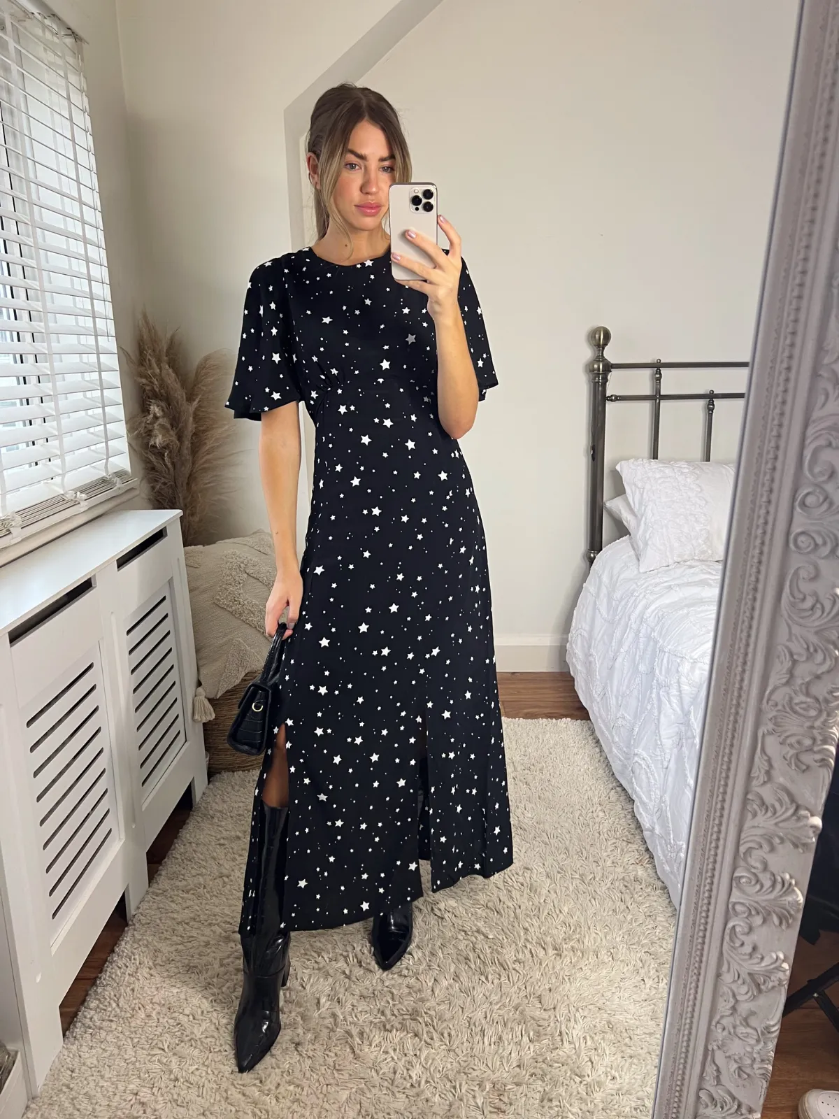 Bailey Angel Sleeve Midi Dress / Star Print