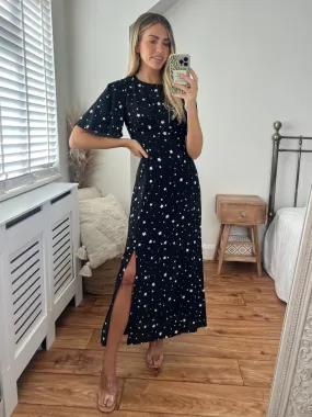 Bailey Angel Sleeve Midi Dress / Star Print