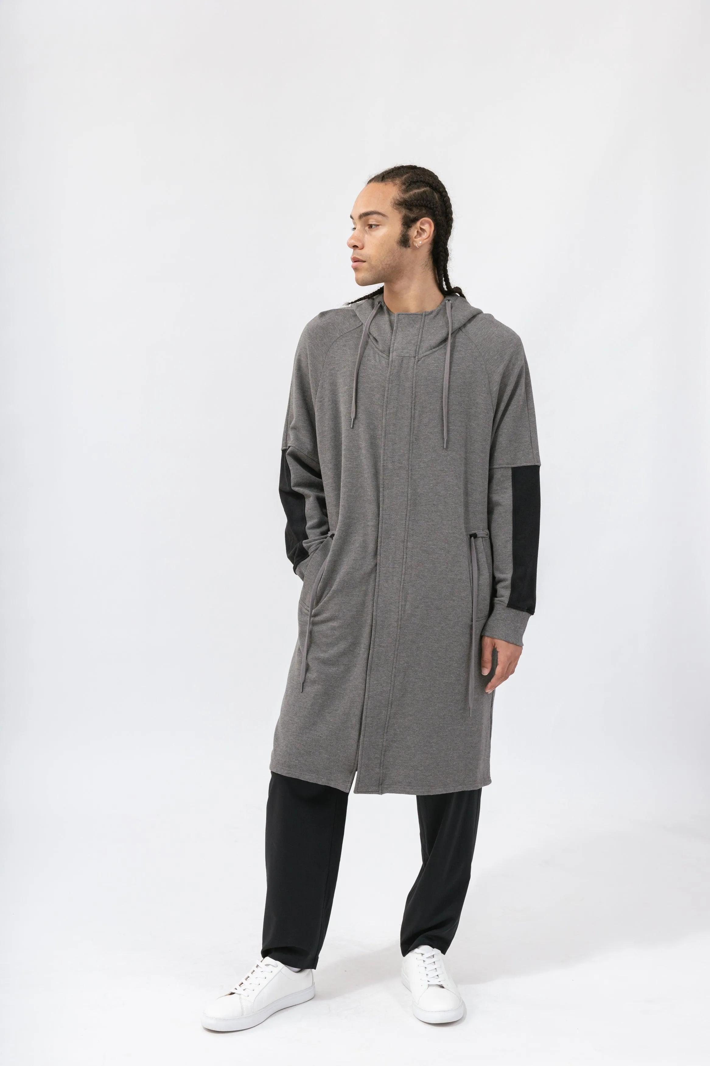 Bamboo Brushed-Back Long Length Zip-Up Hoodie