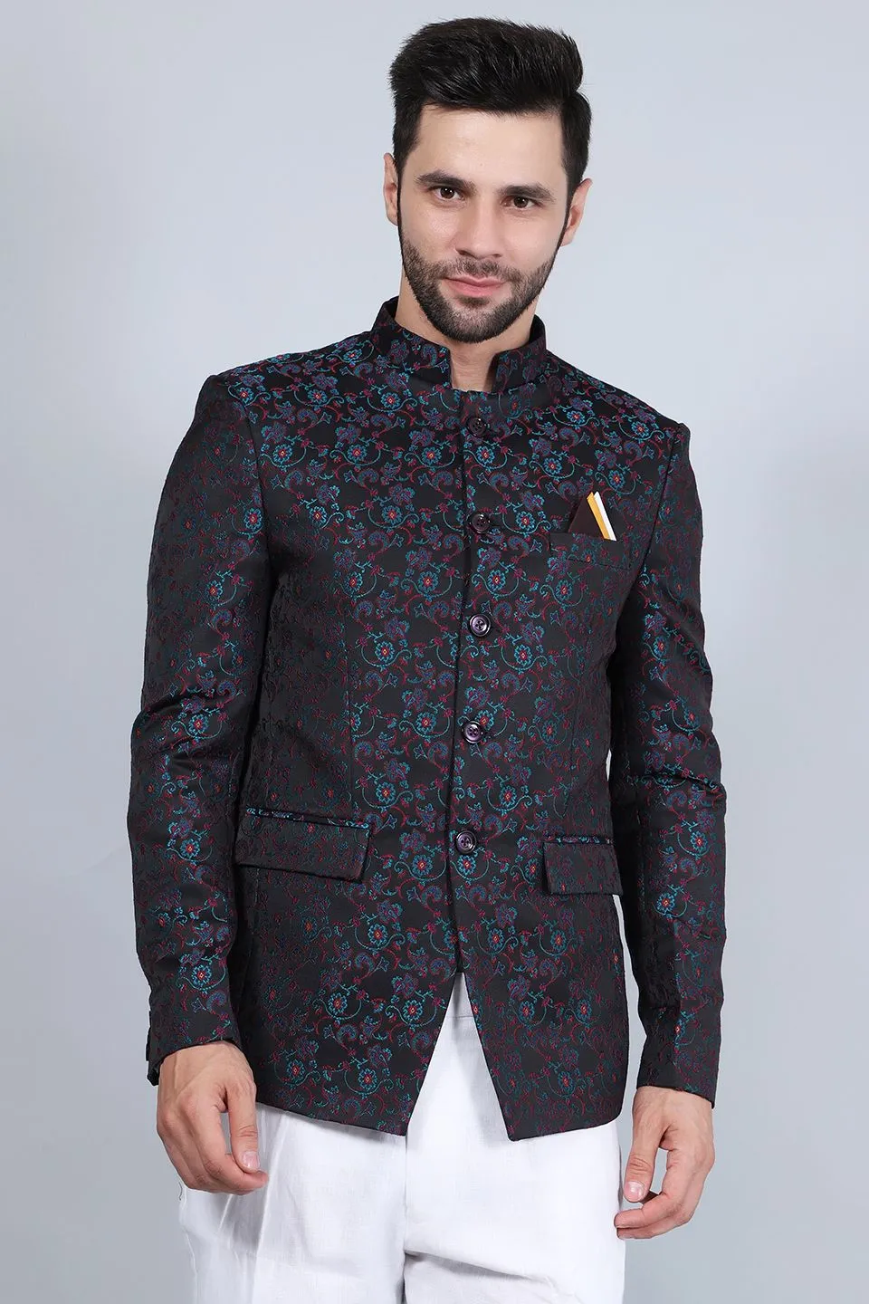 Banarasi Rayon Cotton Black Blazer