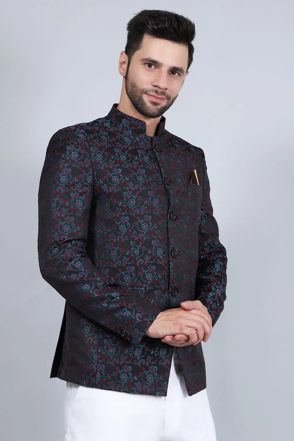 Banarasi Rayon Cotton Black Blazer