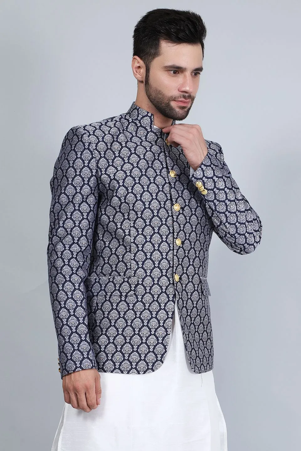 Banarasi Rayon Cotton Blue Blazer