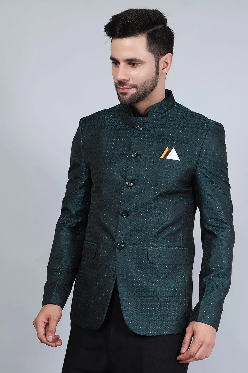 Banarasi Rayon Cotton Green Blazer