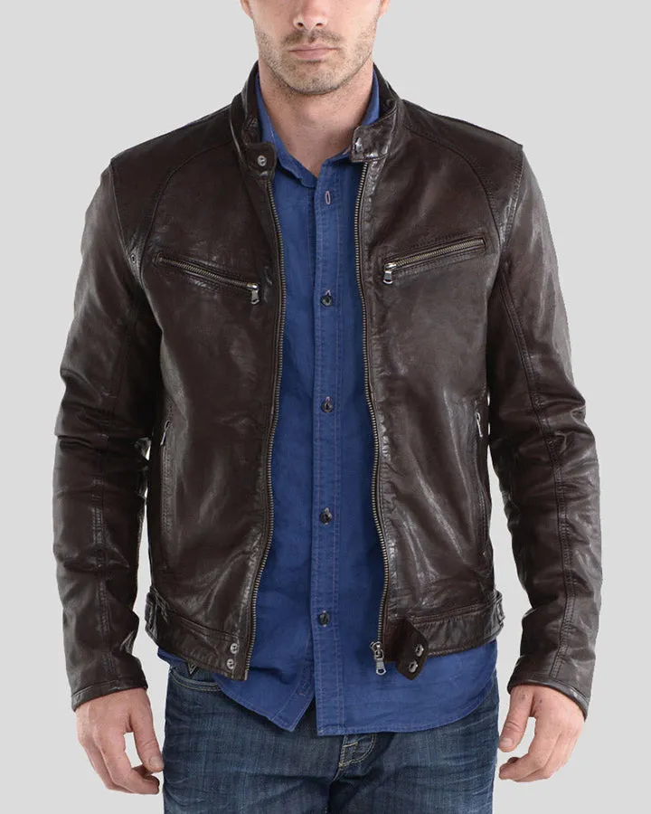 Beau Brown Biker Leather Jacket