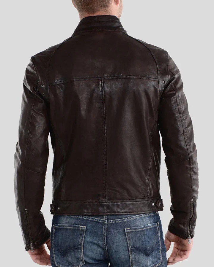 Beau Brown Biker Leather Jacket