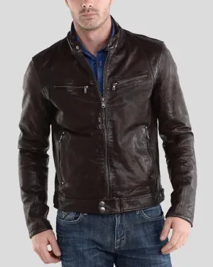 Beau Brown Biker Leather Jacket