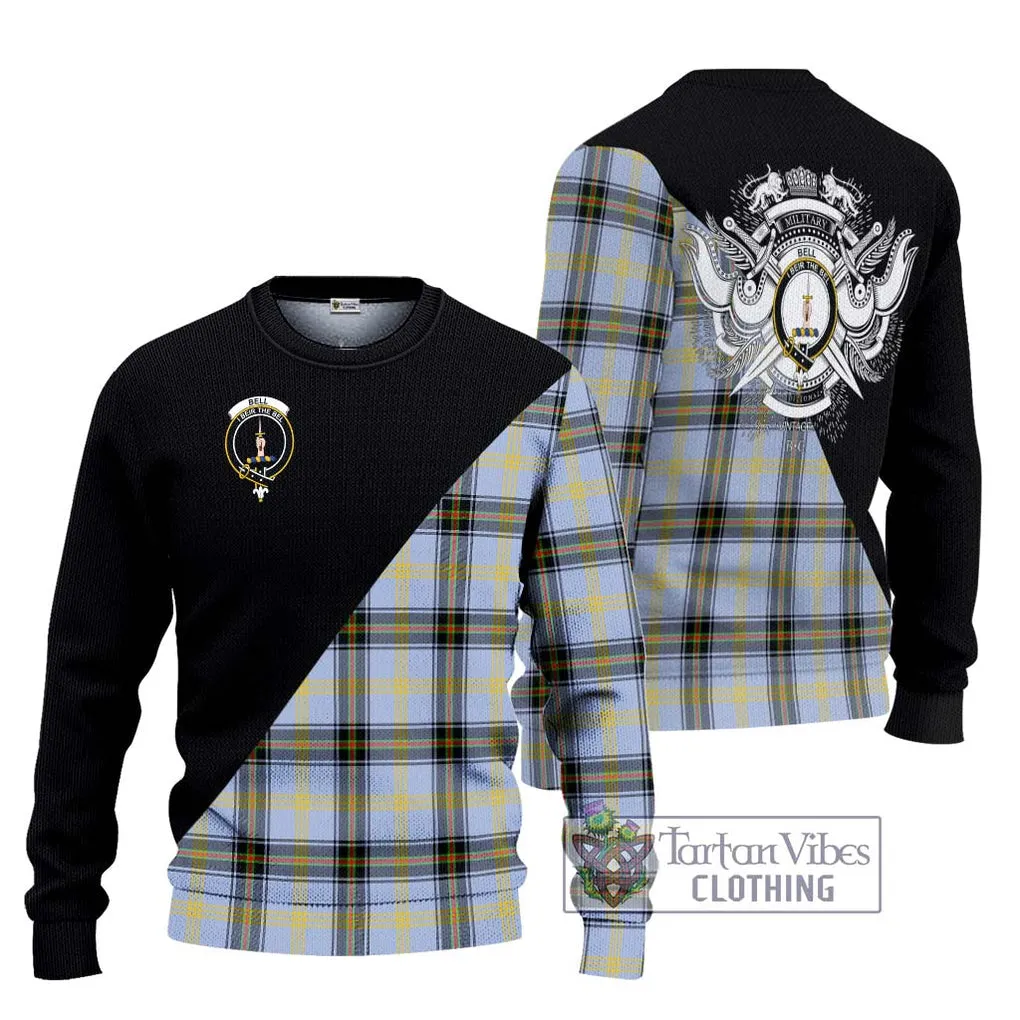 Bell Tartan Ugly Sweater with Family Crest and Military Logo Style