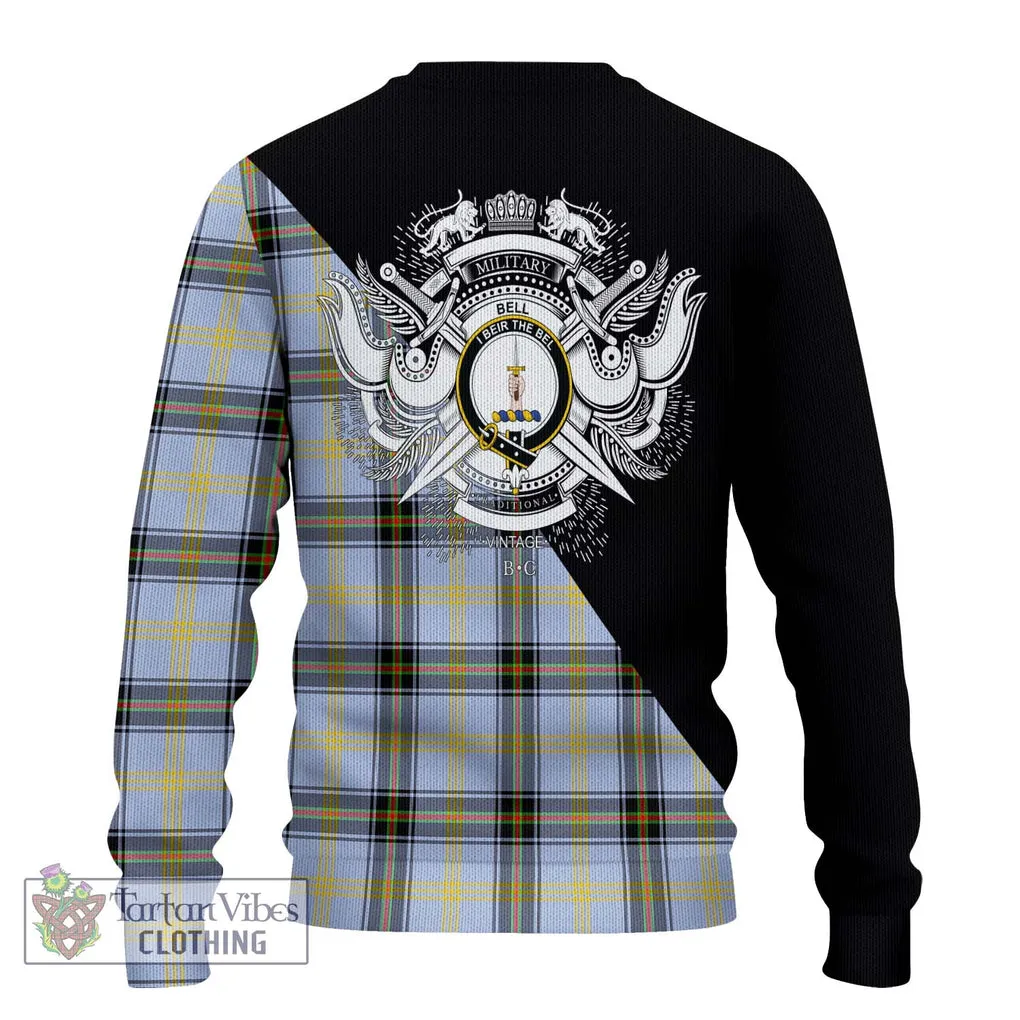 Bell Tartan Ugly Sweater with Family Crest and Military Logo Style