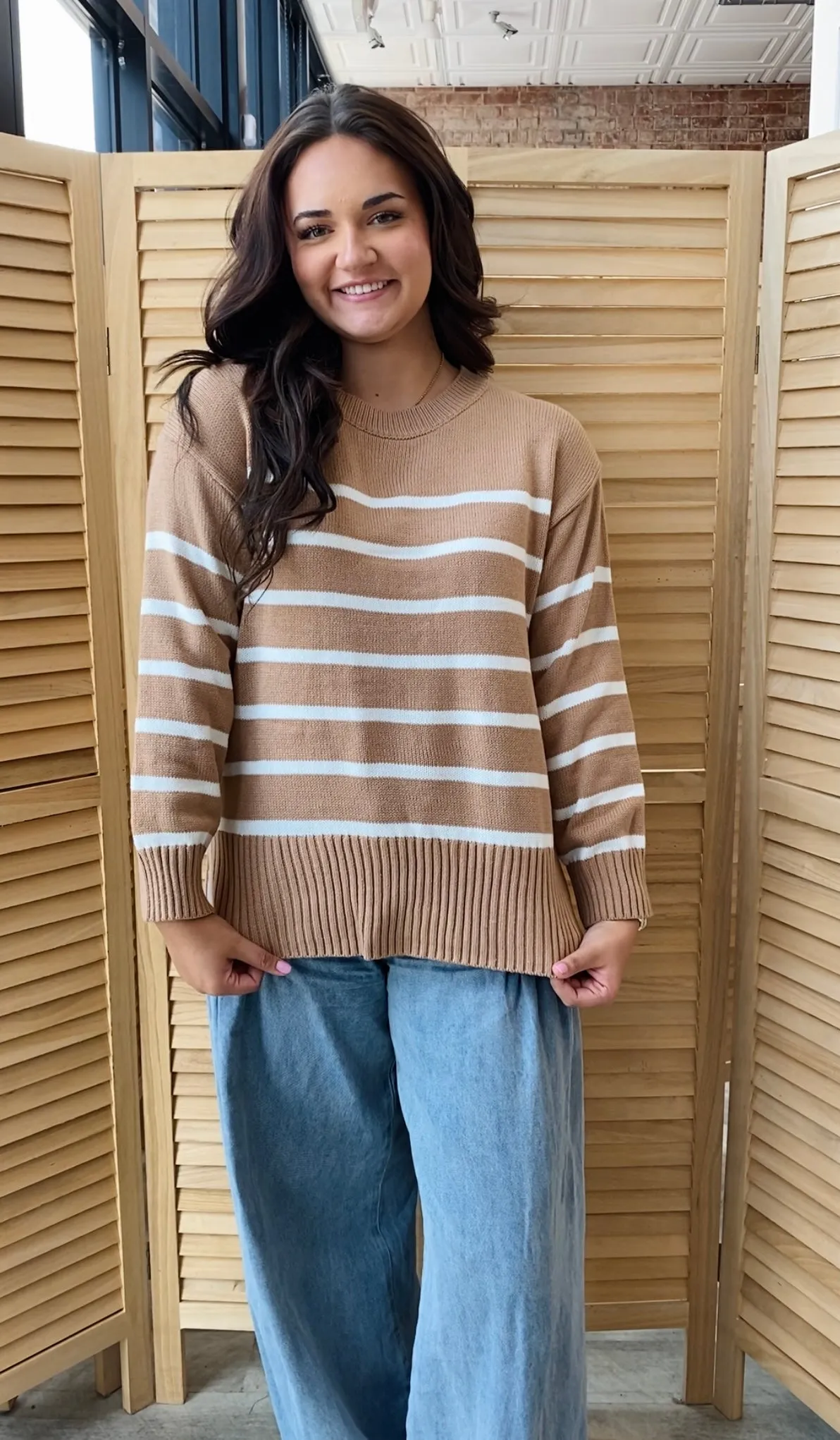 Between The Lines Sweater | Taupe