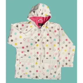 Big Girls White Polka Dots Rain Coat 8-10