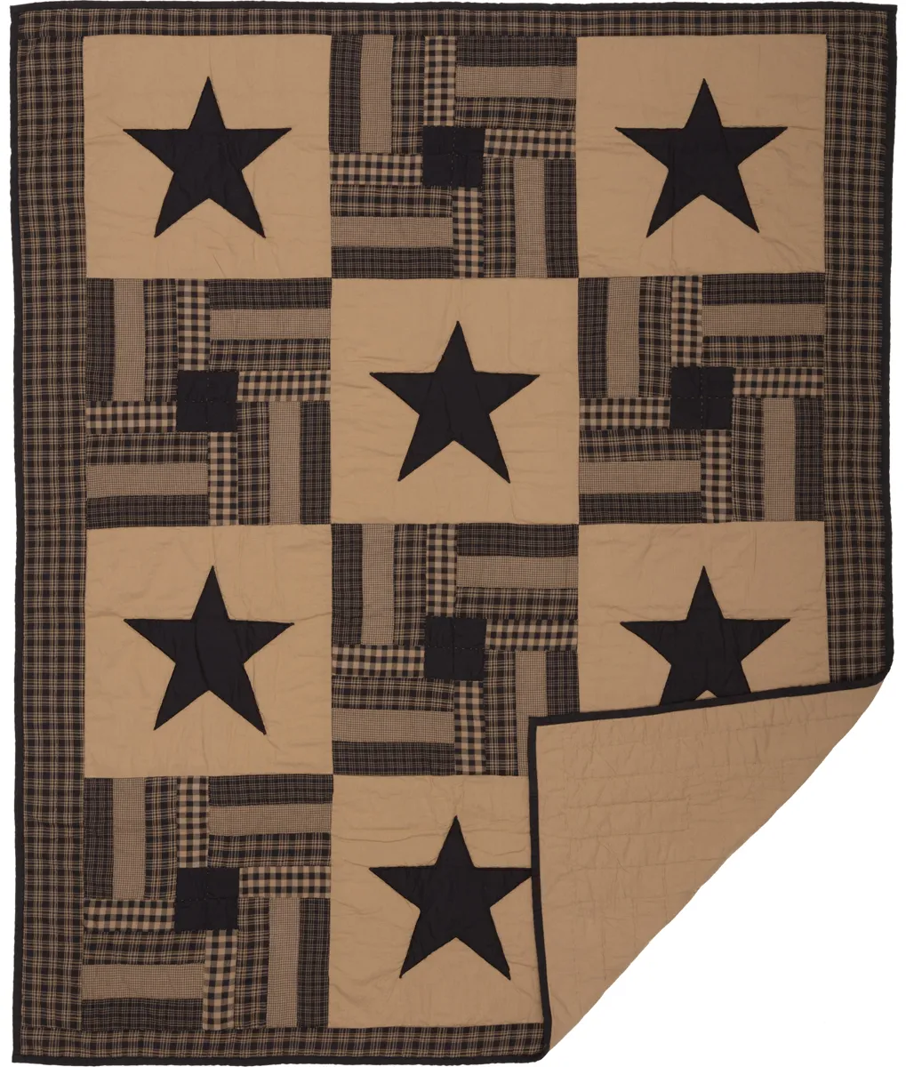 Black Check Star Quilted Throw 60X50