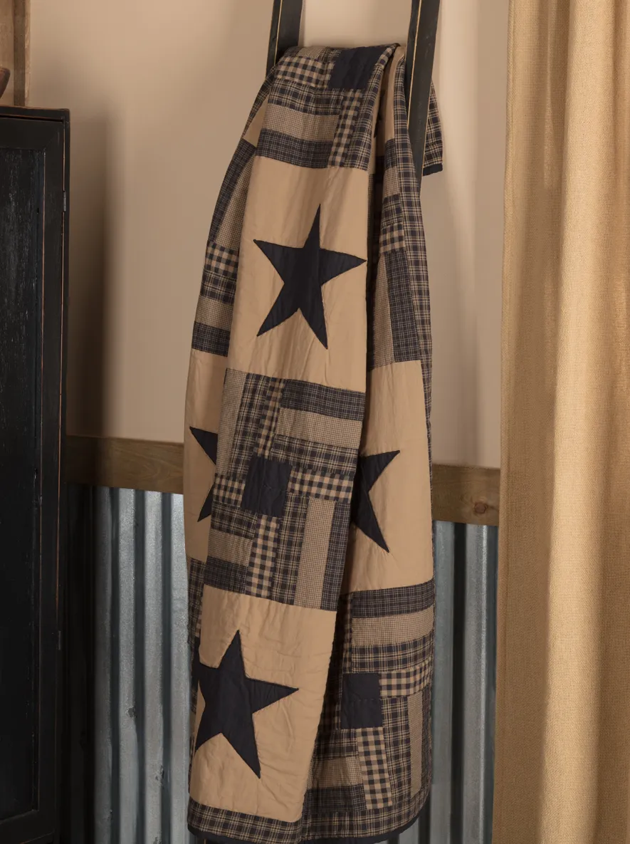 Black Check Star Quilted Throw 60X50