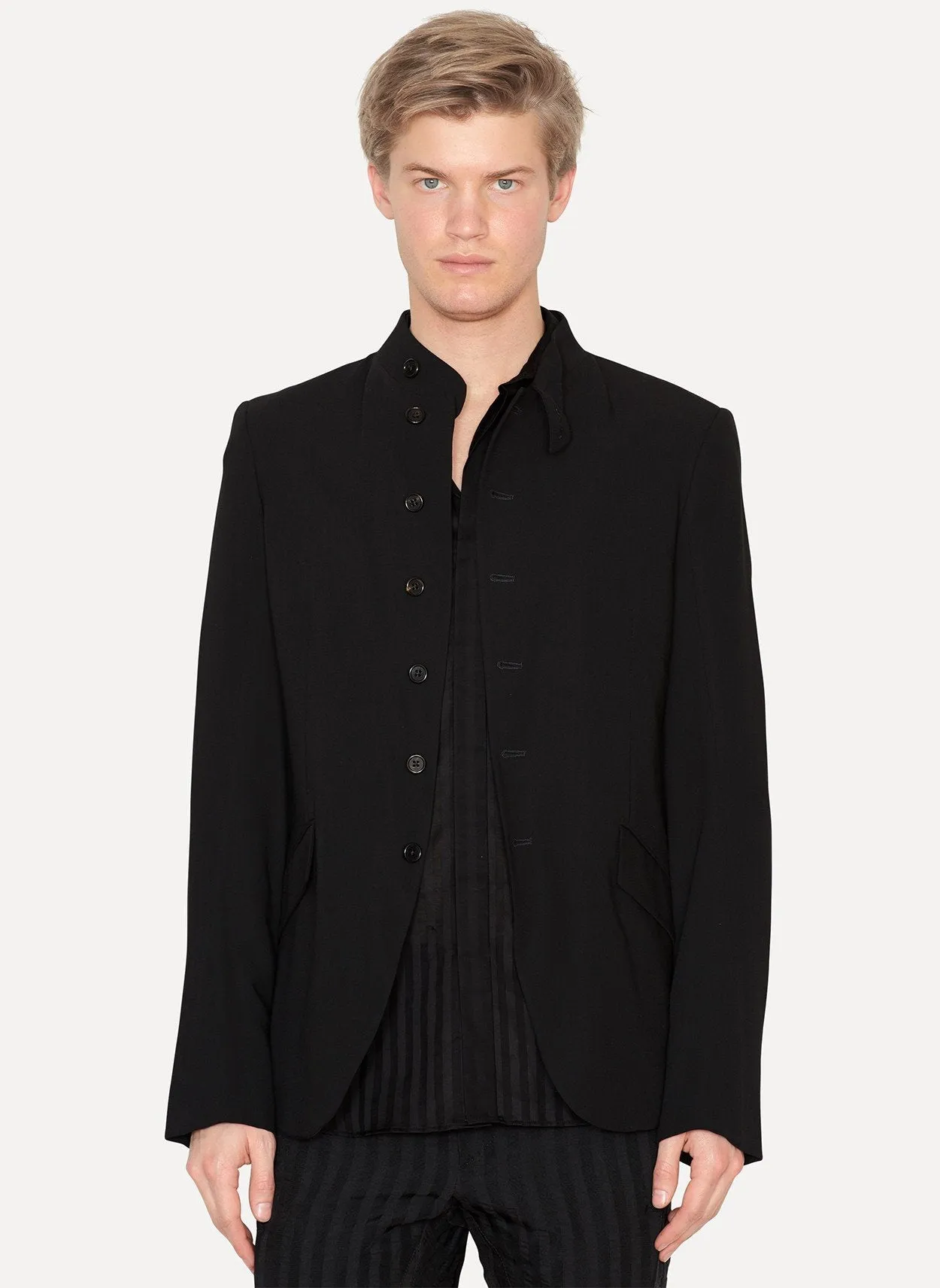 Black Cotton Viscose Jacket Holden