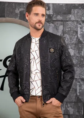 Black Emboss Paisley Jacquard Jacket