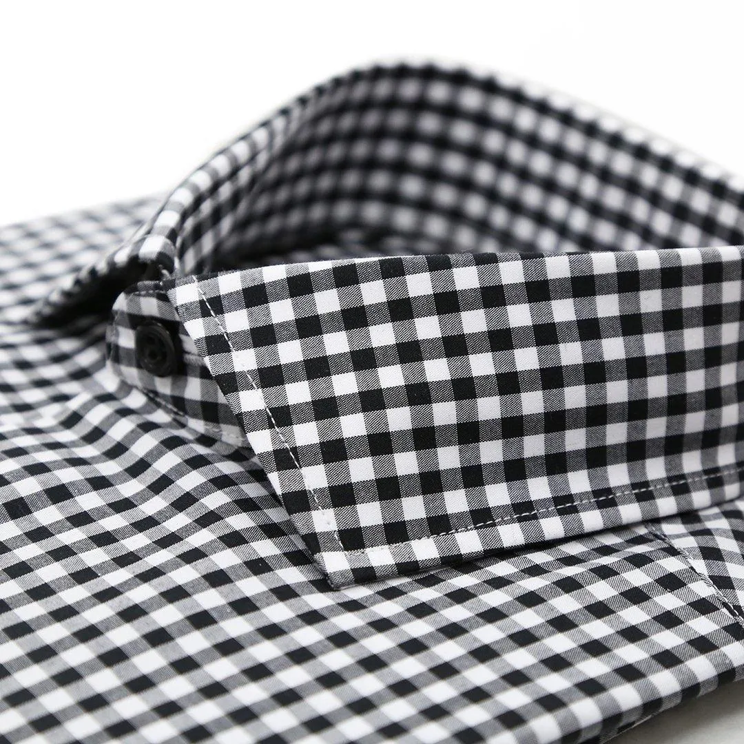 Black Gingham Check Slim Fit Shirt