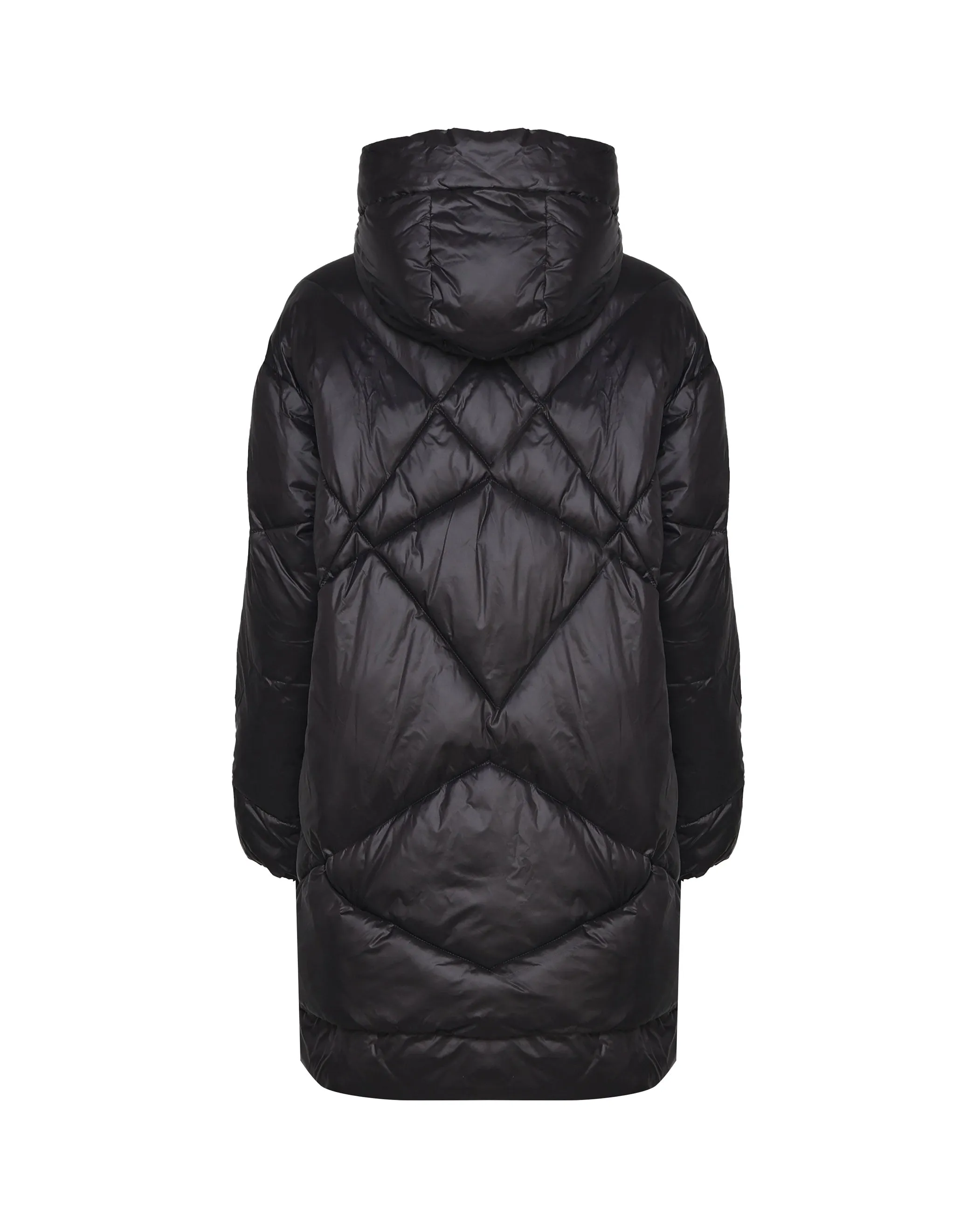 Black Padded Hooded Down Jacket