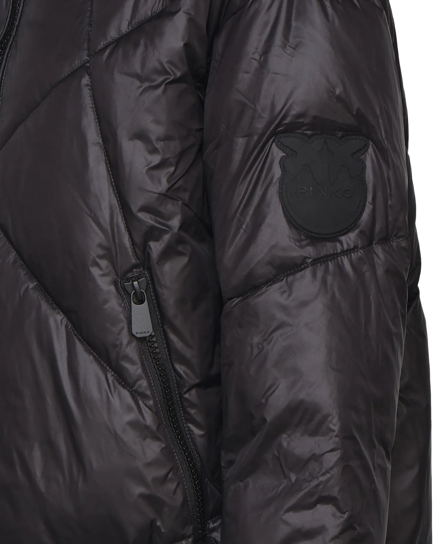 Black Padded Hooded Down Jacket