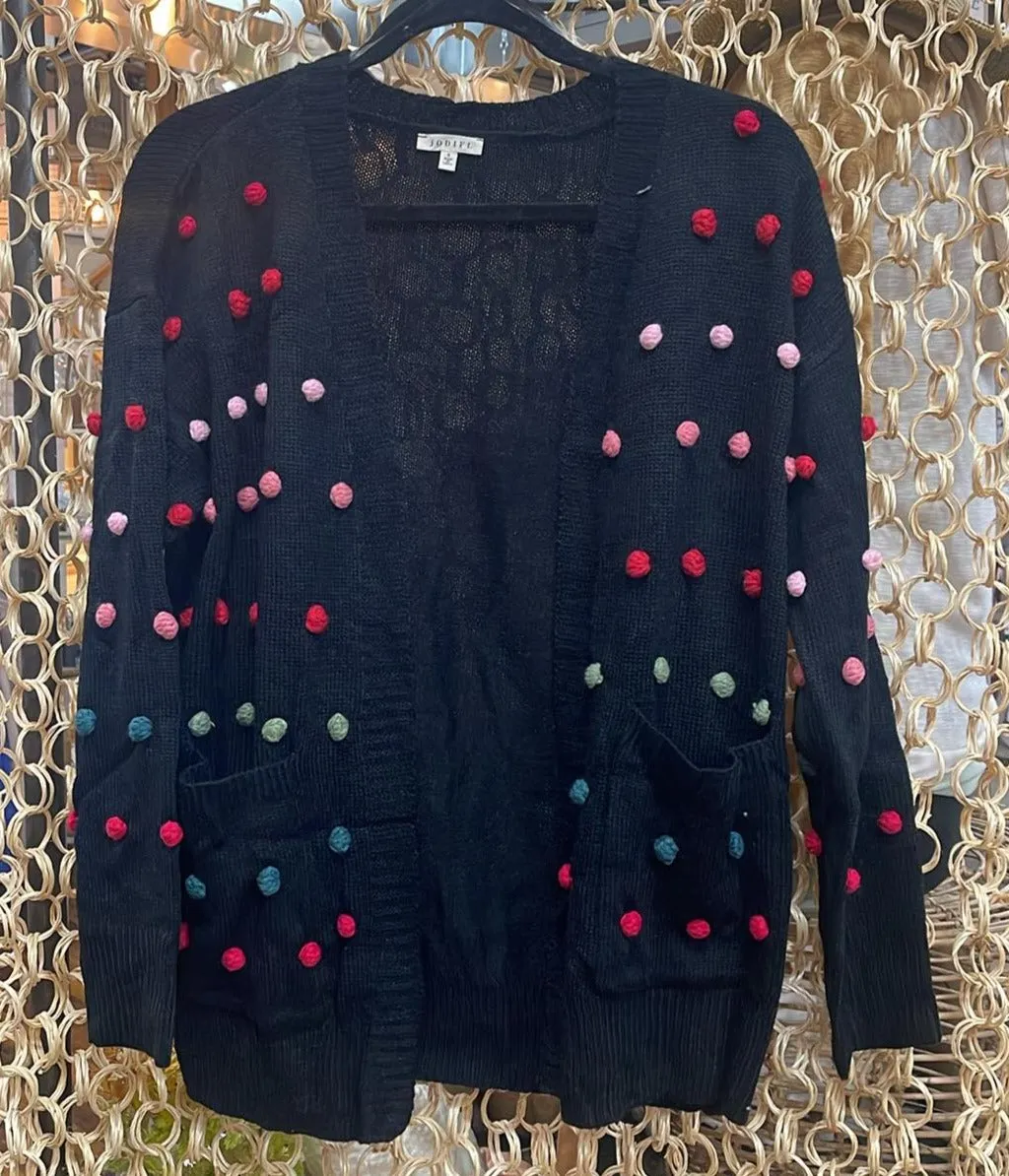 Black Pom Pom Cardigan