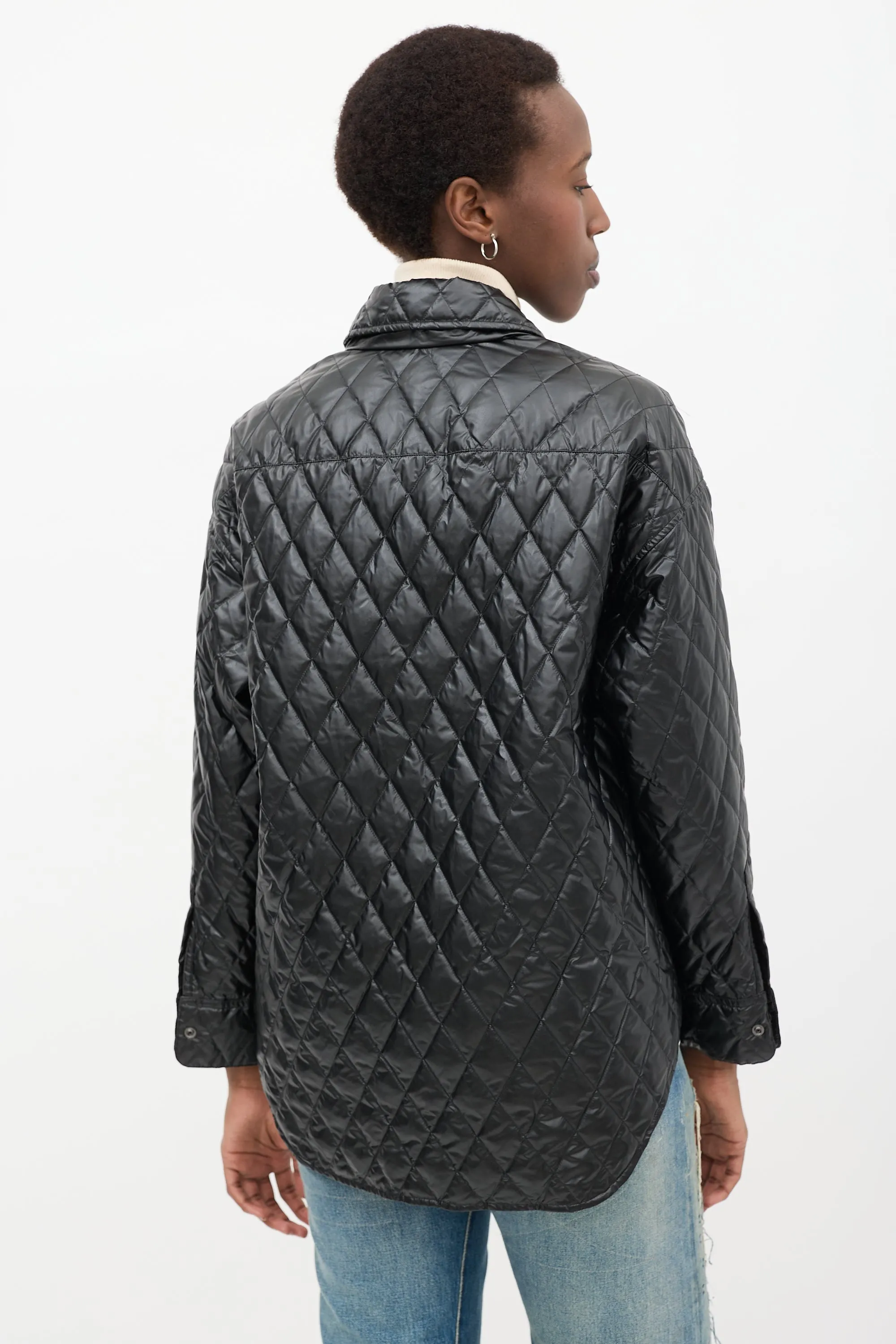 Black Quilted Faux Leather Jacket