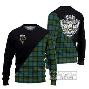 Blair Ancient Tartan Ugly Sweater with Family Crest and Military Logo Style