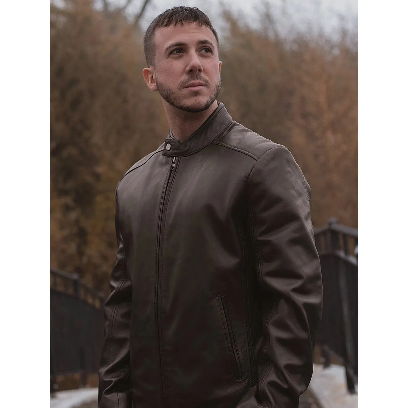 Blake Mens Fashion Leather Jacket Espresso