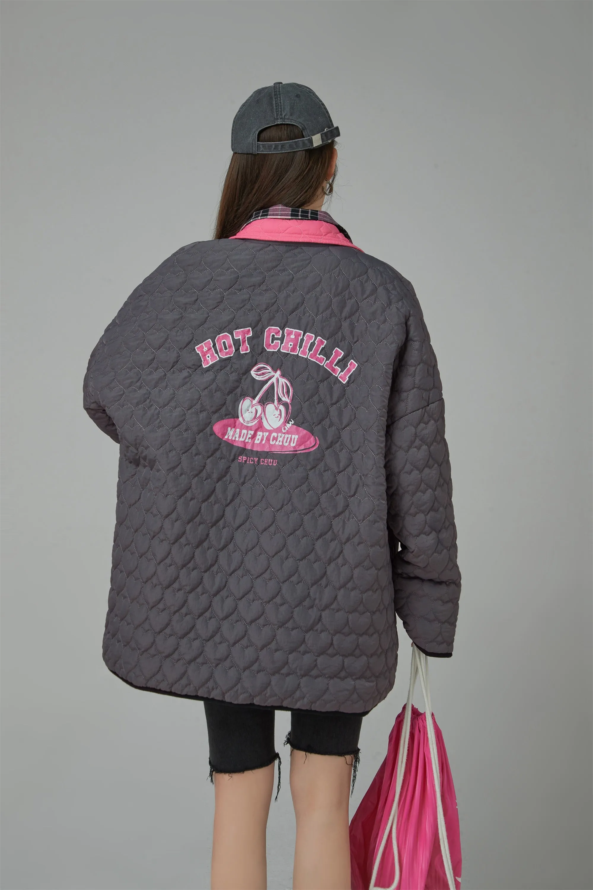 Blazing Cherry Heart Quilted Jacket