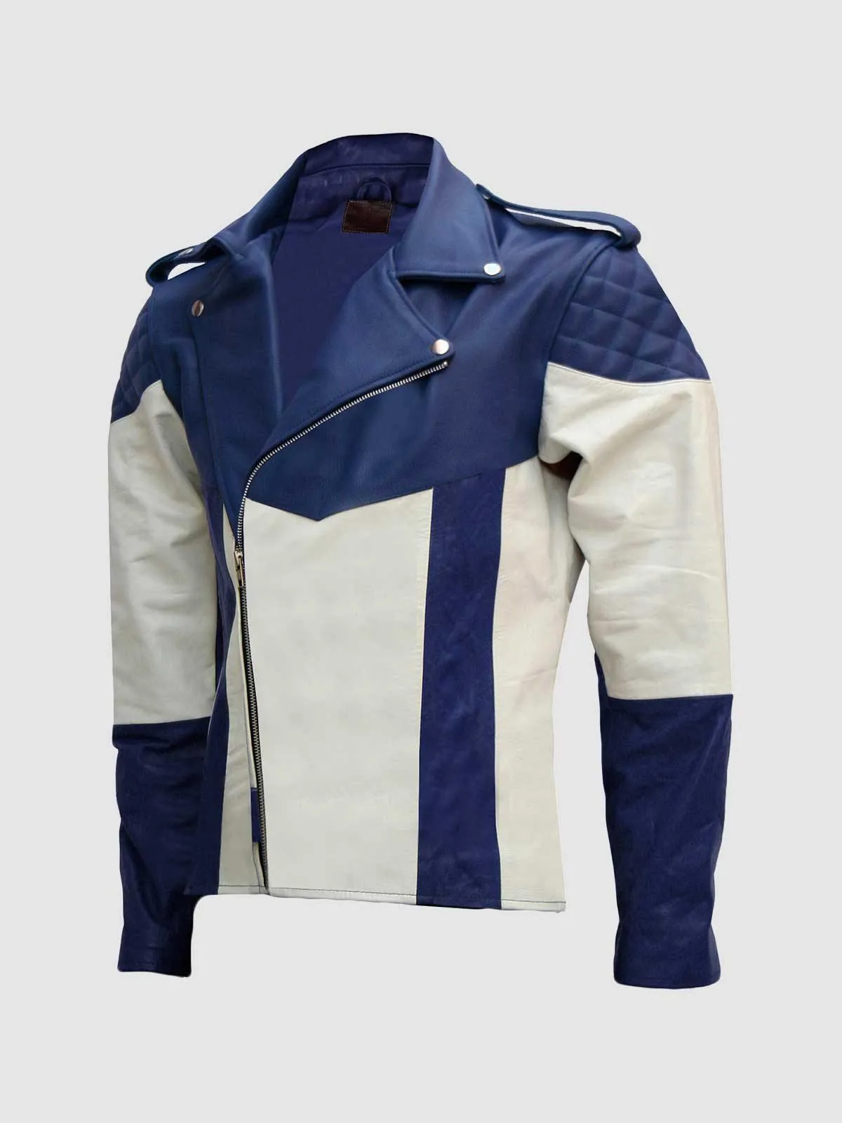 Blue & White Leather Jacket