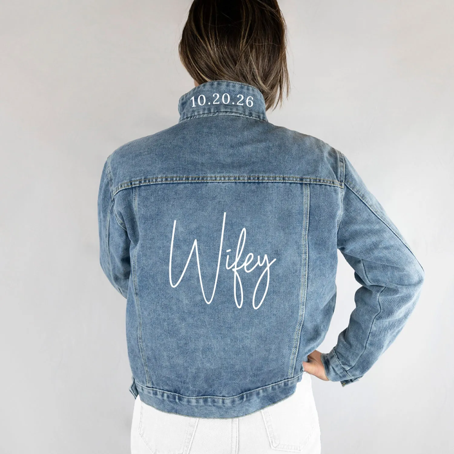 (Blue Denim) Custom Denim Jacket for Brides