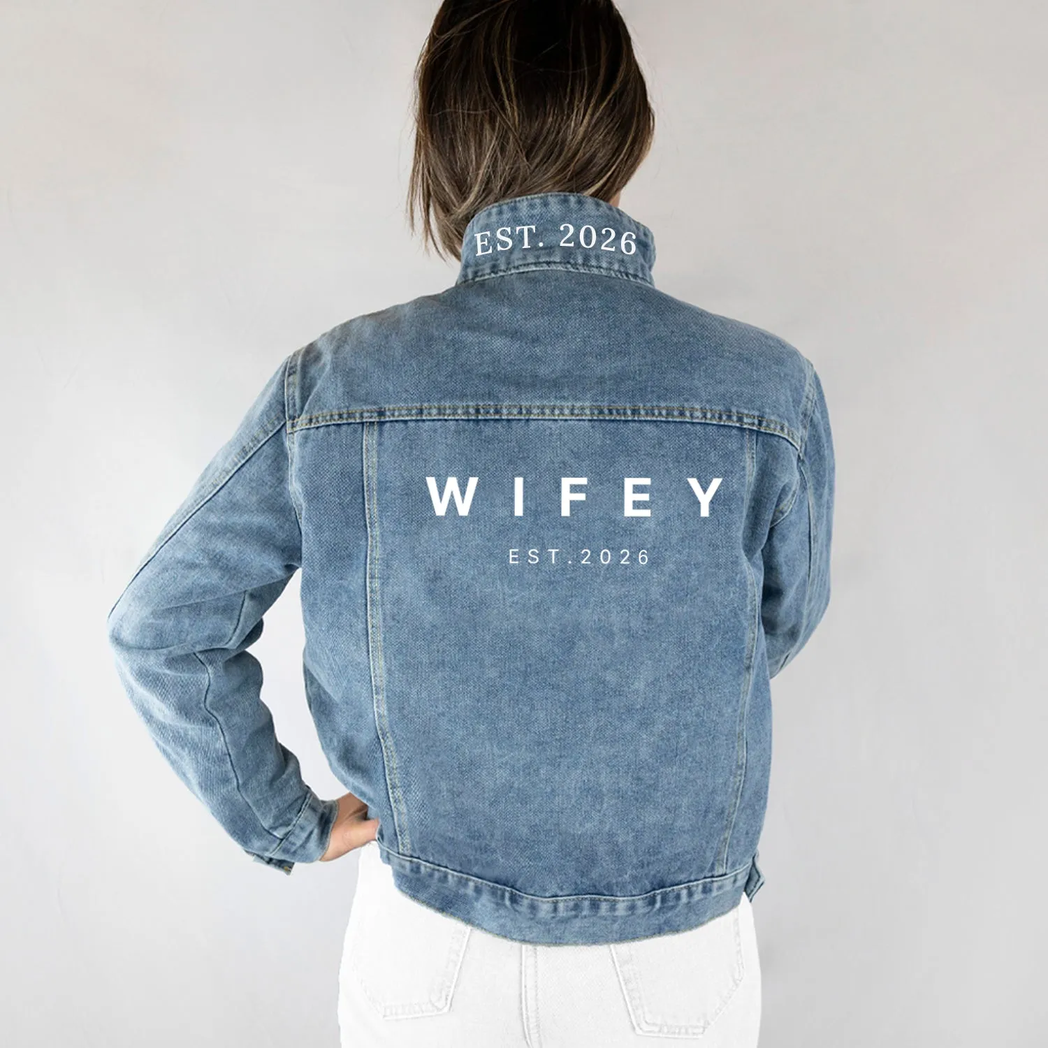 (Blue Denim) Custom Denim Jacket for Brides