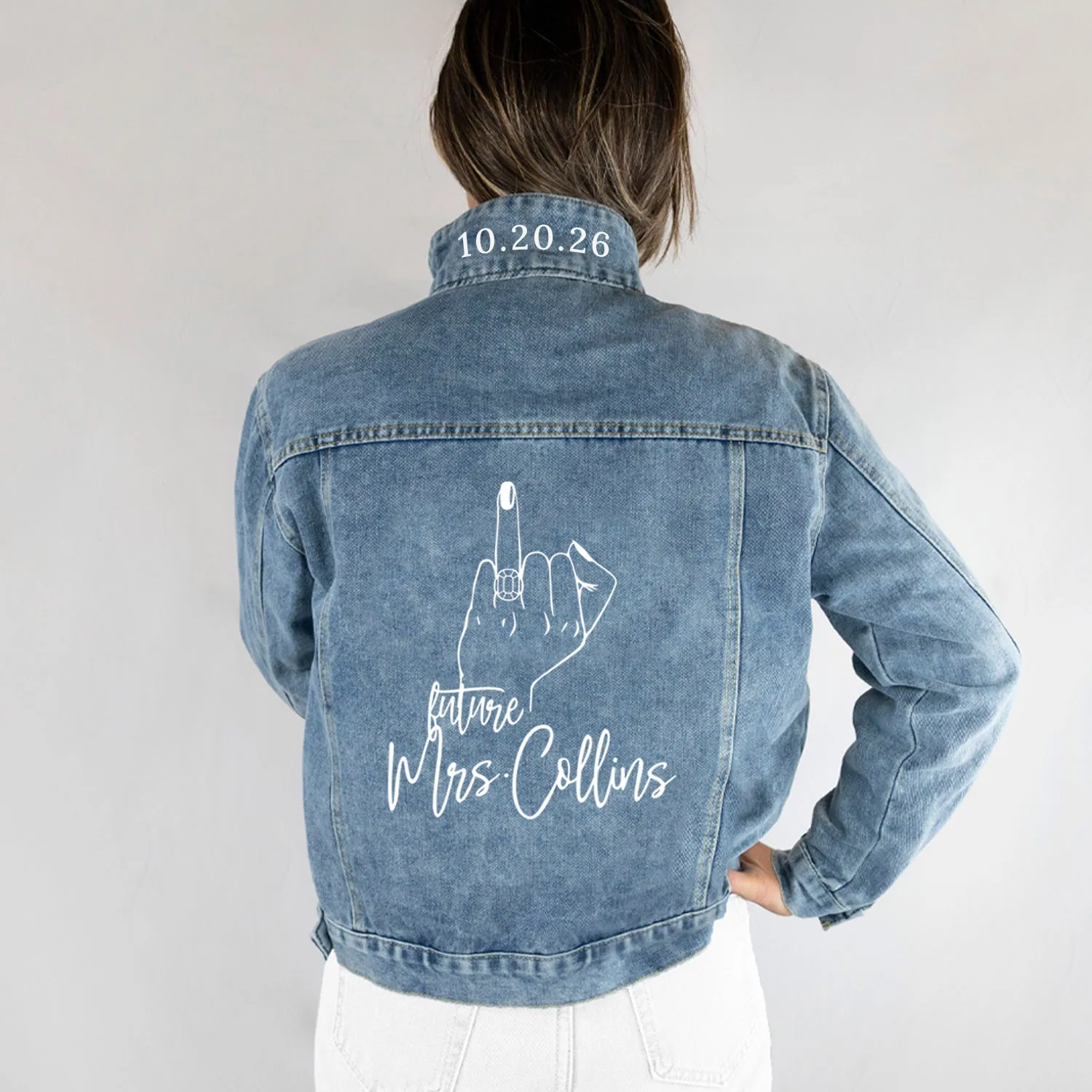 (Blue Denim) Custom Denim Jacket for Brides