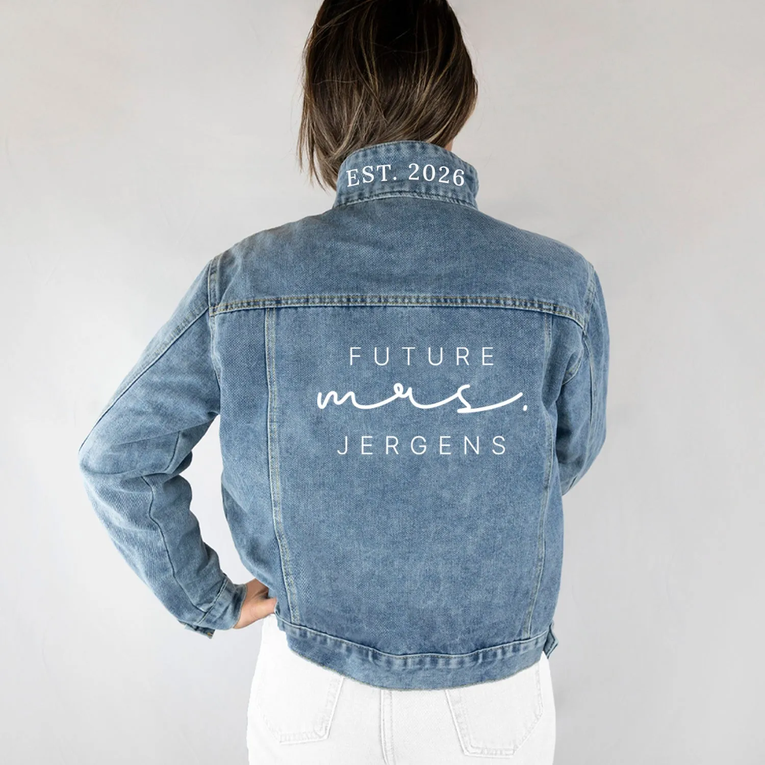 (Blue Denim) Custom Denim Jacket for Brides