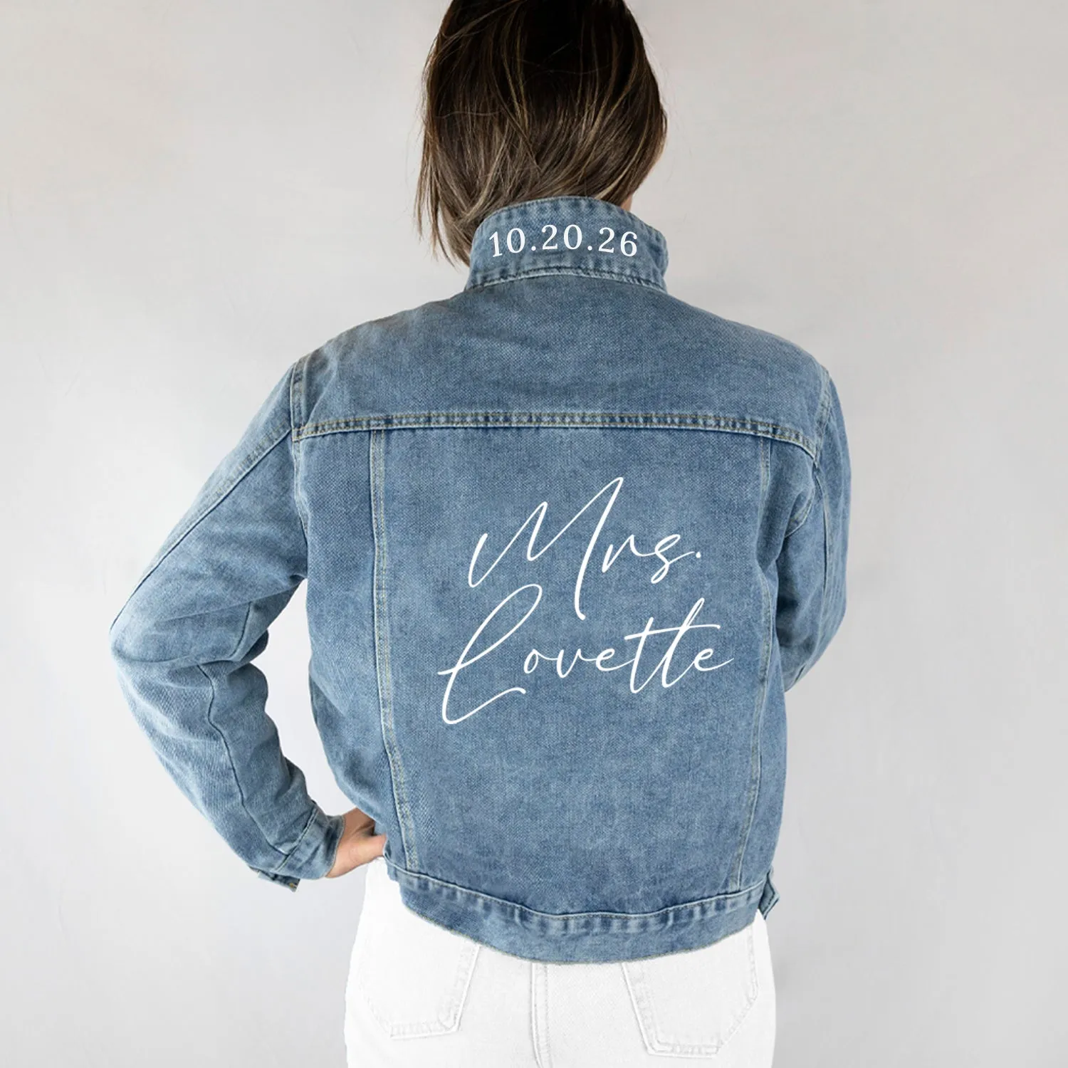 (Blue Denim) Personalized Denim Jacket for Brides