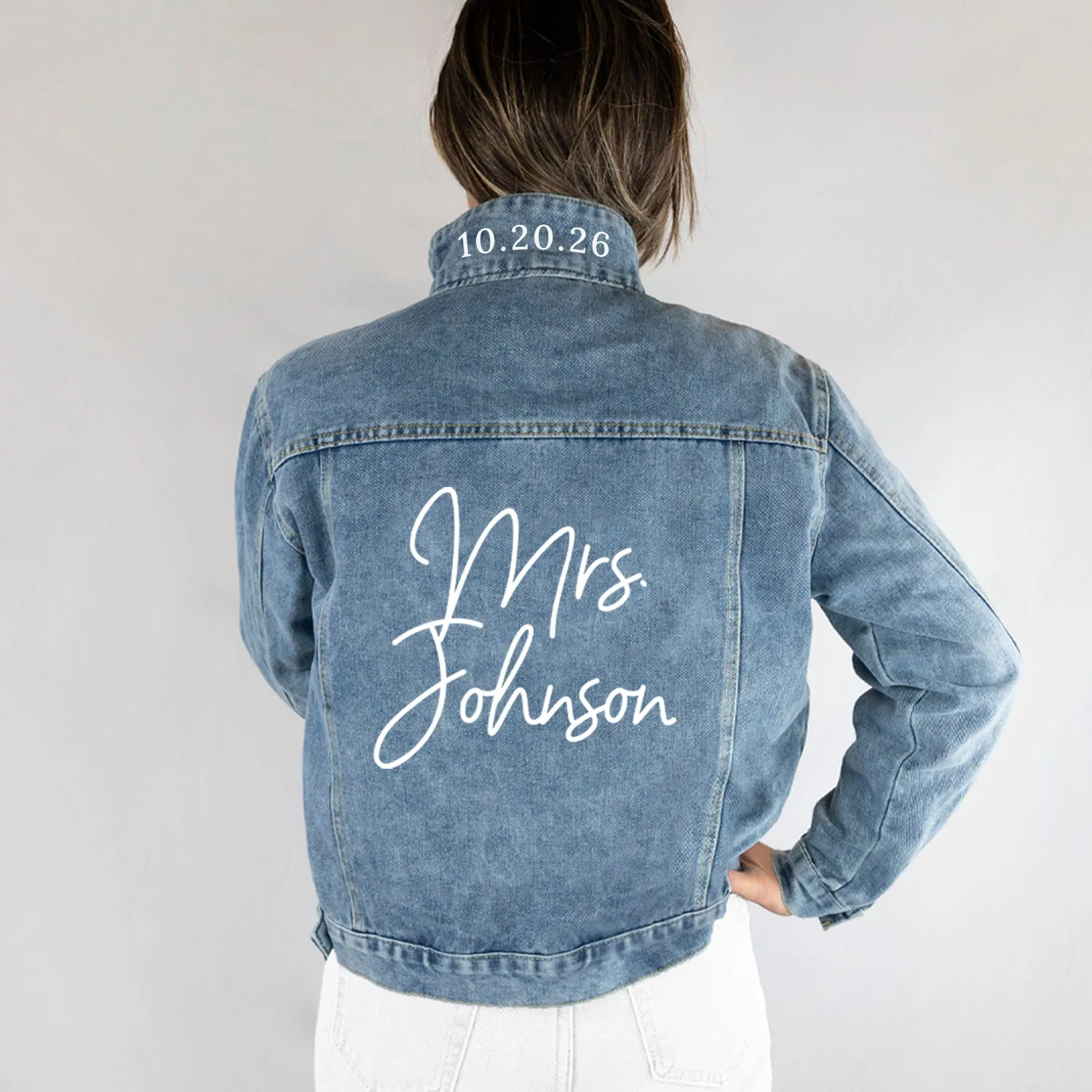 (Blue Denim) Personalized Denim Jacket for Brides