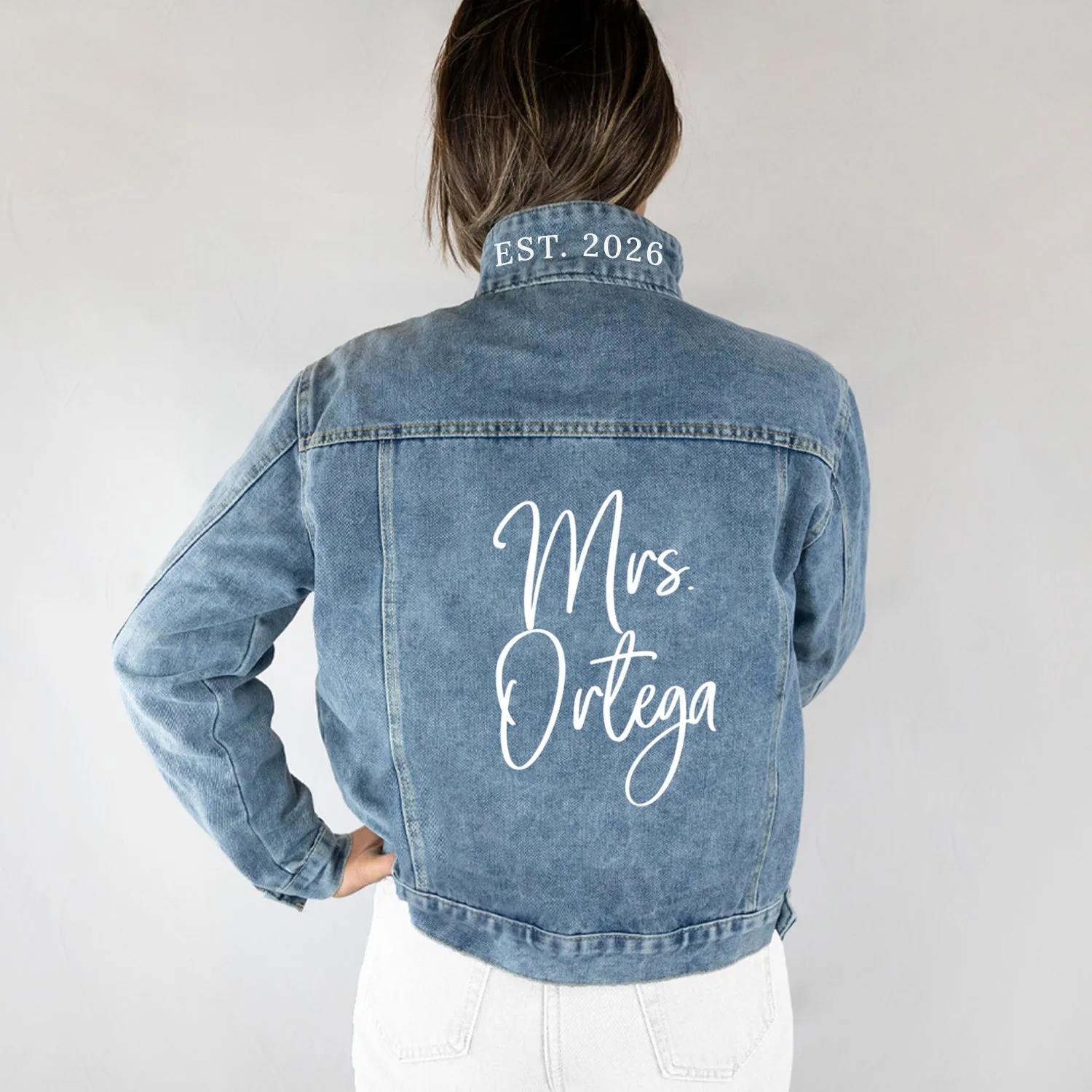 (Blue Denim) Personalized Denim Jacket for Brides